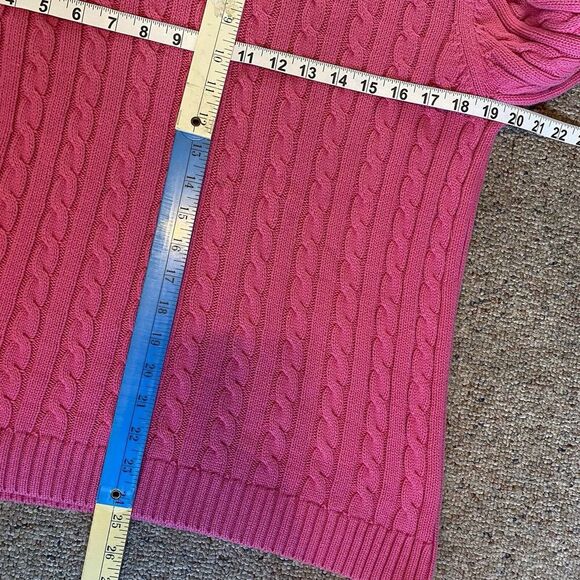 L.L.Bean Pink Crewneck Cable Knit Thick Long Sleeve Sweater Cotton Women… - Picture 9 of 9